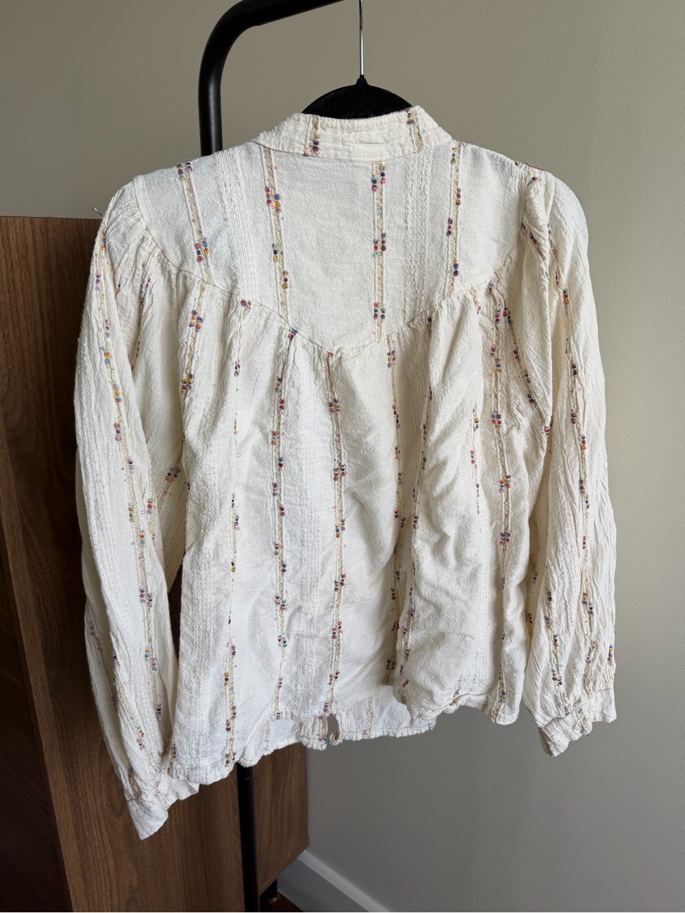 Ivory Button-Down Peasant Blouse - Picture 9 of 15